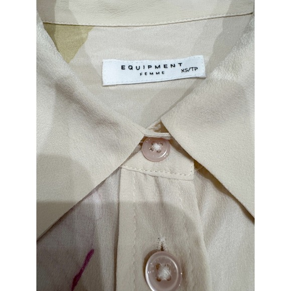 Equipment Femme Womens Ivory Floral Silk Button Shirt XS Minimalist Officewear - Picture 3 of 8